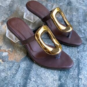 Dark Coffee Gold Oval Ring Heel