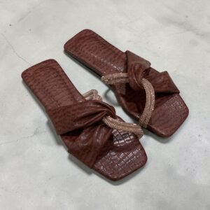 Browny  Crocodile Rhinstones Flat