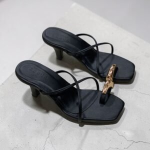 Stella gold toe ring cross Black Heel