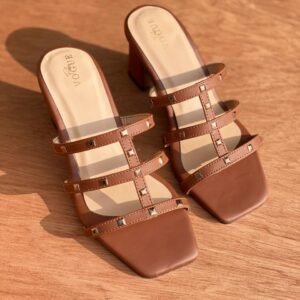 Caged detailed with squre stone Heel