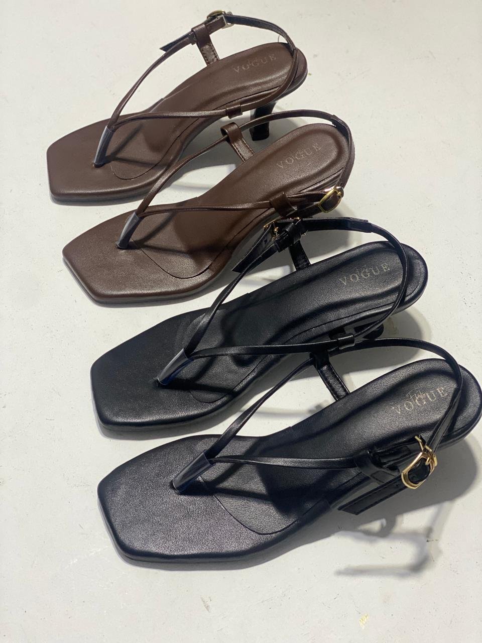 Espresso tiny strps buckle support Heel